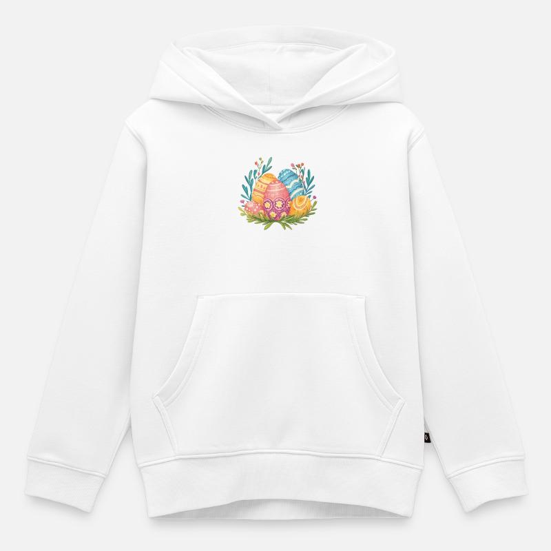 Œuf de Pâques - Sweat Premium à capuche enfant bio - blanc