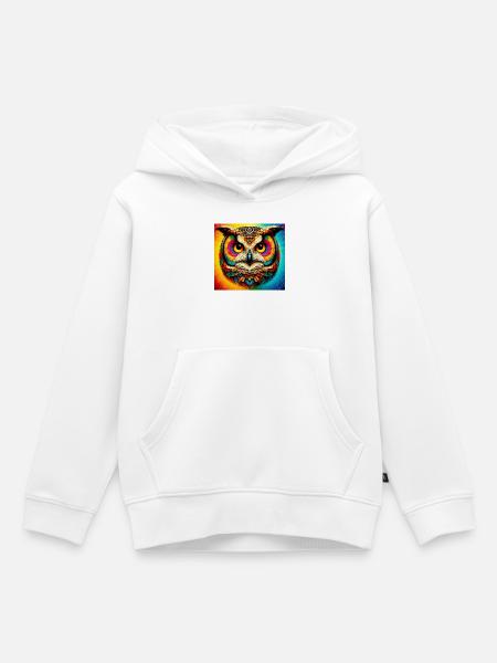 Eule - Kinder Premium Organic Hoodie - Weiß