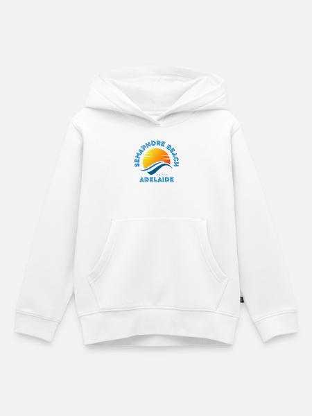 Semaphore Beach, Adelaide Sonnenuntergang - Kinder Premium Organic Hoodie - Weiß