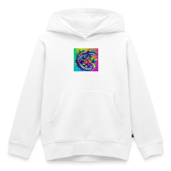 Gecko - Sweat Premium à capuche enfant bio - blanc - Devant - AI Model Kid Female (0cm)