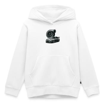 Silhouette détaillée de l’automobile et de la turbine - Sweat Premium à capuche enfant bio - blanc - Devant - AI Model Kid Female (0cm)