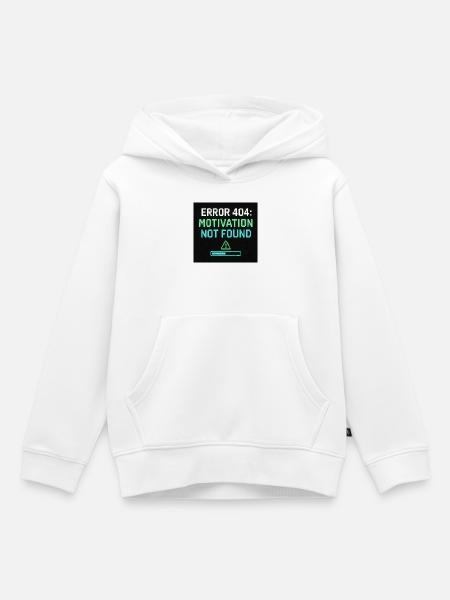 Error 404: Motivation Not Found  - Kinder Premium Organic Hoodie - Weiß