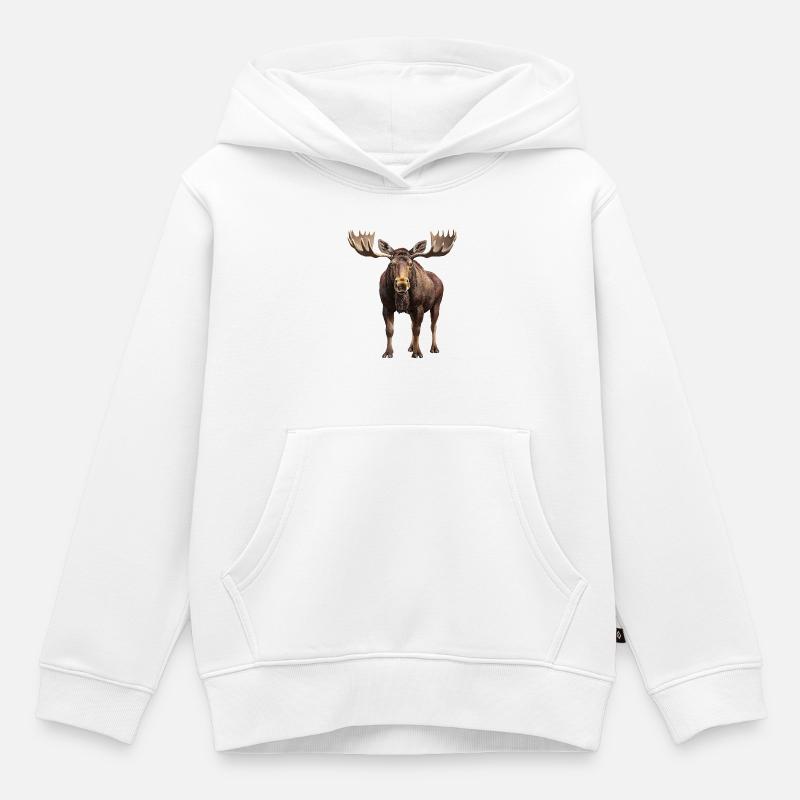 Elch - Kinder Premium Organic Hoodie - Weiß