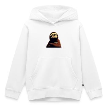 Motif Zen Paresseux Sérénité - Sweat Premium à capuche enfant bio - blanc - Devant - AI Model Kid Female (0cm)