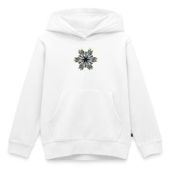 Étoile géométrique en spirale bleu-vert - Sweat Premium à capuche enfant bio - blanc - Devant - AI Model Kid Female (0cm)