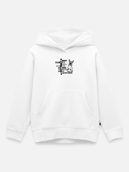 Belgisches Malinois-Persönlichkeitsworträtsel - Kinder Premium Organic Hoodie - Weiß