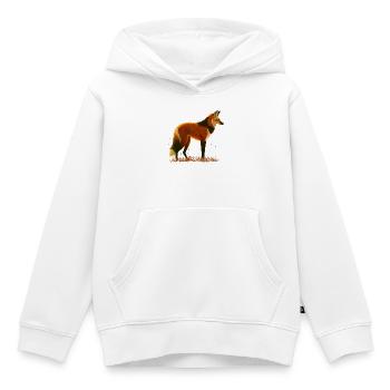Loup à crinière - Sweat Premium à capuche enfant bio - blanc - Devant - AI Model Kid Female (0cm)