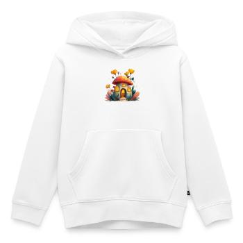Pilzhäuschen Waldleuchten Fantasie - Kinder Premium Organic Hoodie - Weiß - Vorne - AI Model Kid Female (0cm)