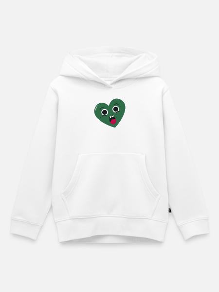 Lächelndes Grünes Herz - Kinder Premium Organic Hoodie - Weiß