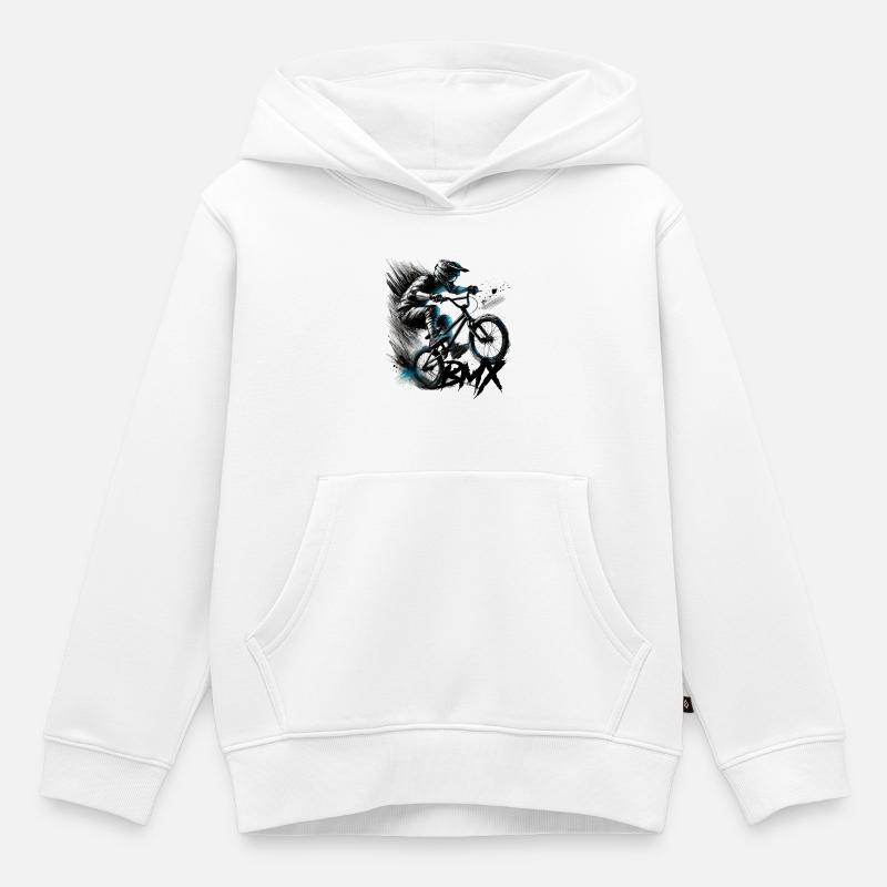 BMX - Sweat Premium à capuche enfant bio - blanc