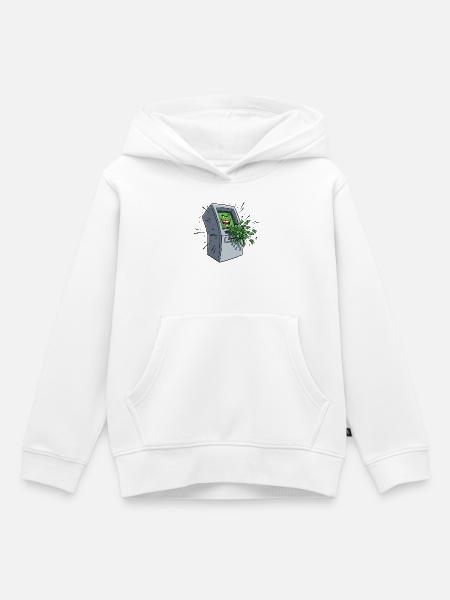 Gieriger Geldautomat Cartoon - Kinder Premium Organic Hoodie - Weiß