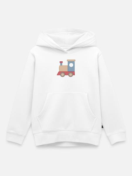 Kunterbunter Spielzug Illustration Eisenbahn - Kinder Premium Organic Hoodie - Weiß