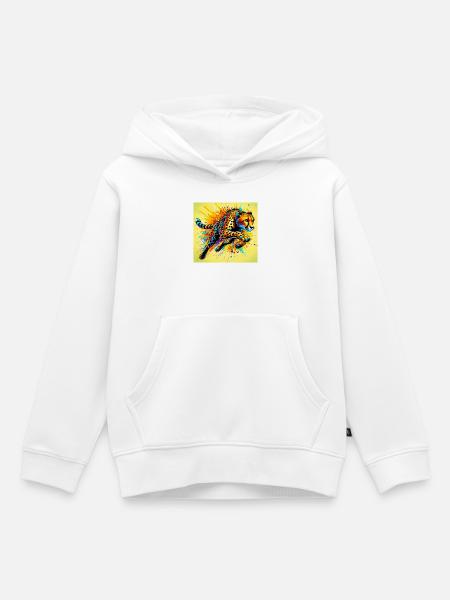 Gepard - Kinder Premium Organic Hoodie - Weiß