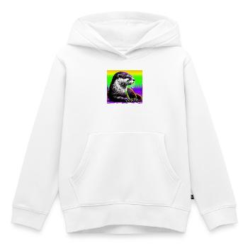 loutre - Sweat Premium à capuche enfant bio - blanc - Devant - AI Model Kid Female (0cm)