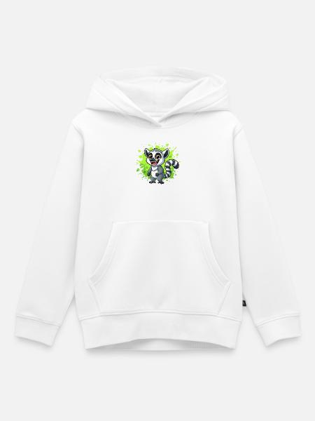 Lemur Neon Spritzer - Kinder Premium Organic Hoodie - Weiß