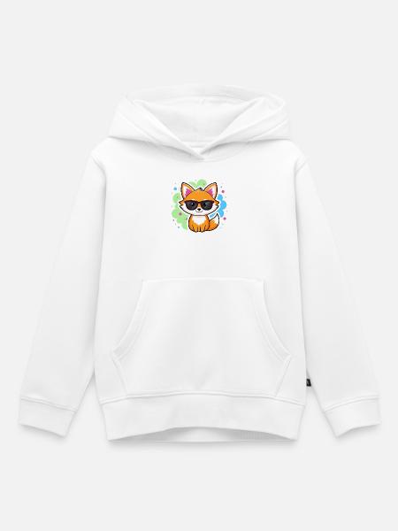 Fuchs-Pop-Brille - Kinder Premium Organic Hoodie - Weiß