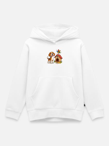 Beagle Hund Lustig Hundehaus Fun Design - Kinder Premium Organic Hoodie - Weiß