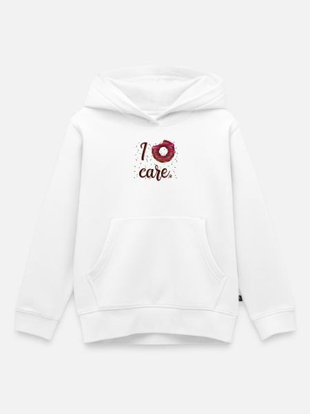 Glasierte Donut Abbildung mit Inschrift - Kinder Premium Organic Hoodie - Weiß