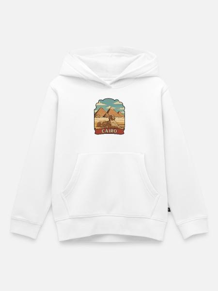 Kairo Ägypten Pyramiden Sphinx Retro-Aufkleber - Kinder Premium Organic Hoodie - Weiß