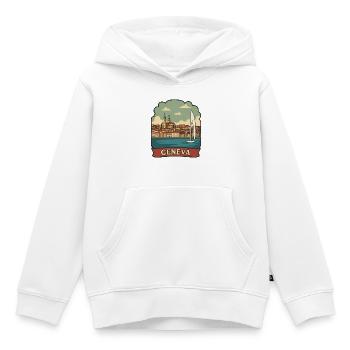Geneva Jet dEau Fountain Retro Travel Sticker - Kids Premium Organic Hoodie - white - Front - AI Model Kid Female (0cm)
