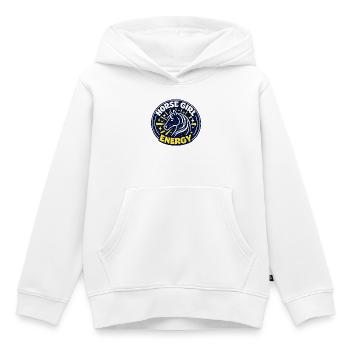 Énergie Cheval-Fille - Sweat Premium à capuche enfant bio - blanc - Devant - AI Model Kid Female (0cm)