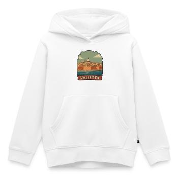 Badge de voyage rétro de la ligne historique de la Skyline de Valletta Malte - Sweat Premium à capuche enfant bio - blanc - Devant - AI Model Kid Female (0cm)