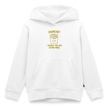 Mèmes de fitness aux frites frites - Sweat Premium à capuche enfant bio - blanc - Devant - AI Model Kid Female (0cm)