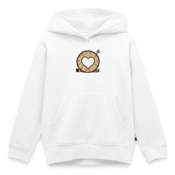 Cœur dans une tranche de tronc d’arbre - Sweat Premium à capuche enfant bio - blanc - Devant - AI Model Kid Female (0cm)