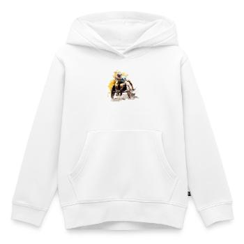 Éclaboussure aquarelle en course en fauteuil roulant - Sweat Premium à capuche enfant bio - blanc - Devant - AI Model Kid Female (0cm)