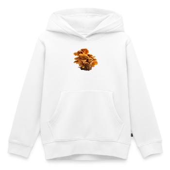 Motif floral de la colonie de champignons orange chanterelles - Sweat Premium à capuche enfant bio - blanc - Devant - AI Model Kid Female (0cm)