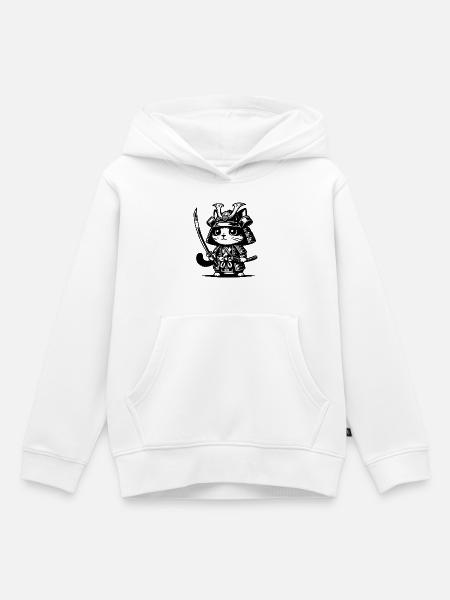 Samurai-Katze – Originalgeschenk - Kinder Premium Organic Hoodie - Weiß