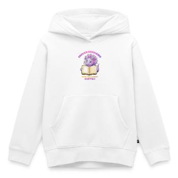 Endlich Schulkind Aquarell Dino mit Buch - lila - Kinder Premium Organic Hoodie - Weiß - Vorne - AI Model Kid Female (0cm)