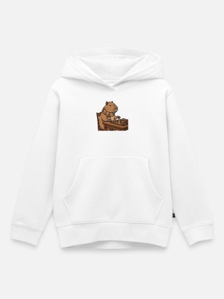 Capybara spielt Schach - Kinder Premium Organic Hoodie - Weiß