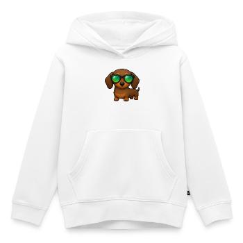 Dackel Hund mit Sonnenbrille Sommer Cartoon - Kinder Premium Organic Hoodie - Weiß - Vorne - AI Model Kid Female (0cm)