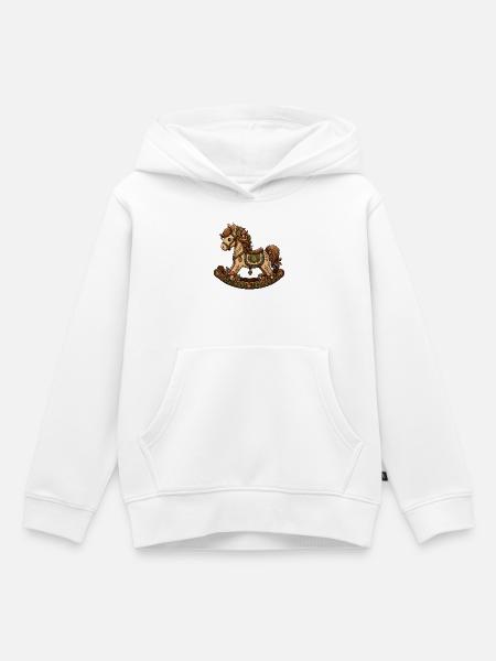 Märchenwald Pony auf Schaukelpferd - Kinder Premium Organic Hoodie - Weiß