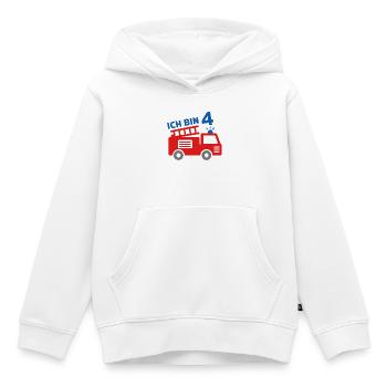 Ich bin vier Feuerwehrauto Kindermotiv - Kinder Premium Organic Hoodie - Weiß - Vorne - AI Model Kid Female (0cm)