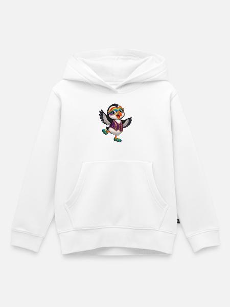 Karnevals-Pinguin im Lila-Weste - Kinder Premium Organic Hoodie - Weiß