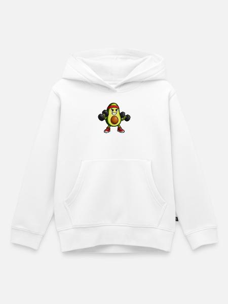 Avocado Fitnesskraft im Gym - Kinder Premium Organic Hoodie - Weiß