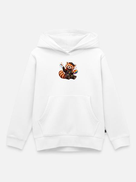 Red Panda Künstler mit Farbpalette - Kinder Premium Organic Hoodie - Weiß