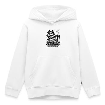 Good Coffee Heavy Weights – Fitnessstudio & Kaffee - Kinder Premium Organic Hoodie - Weiß - Vorne - AI Model Kid Female (0cm)