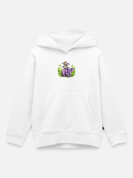 Regenbogen Zebra-Einhorn auf Lila Elefantenritt - Kinder Premium Organic Hoodie - Weiß