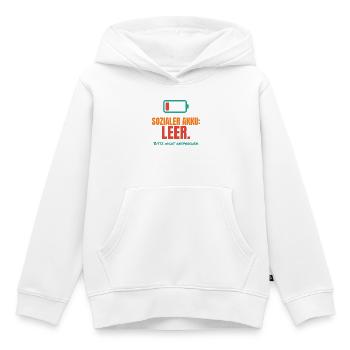 Sozialer Akku leer – Introvertiert Spruch - Kinder Premium Organic Hoodie - Weiß - Vorne - AI Model Kid Female (0cm)