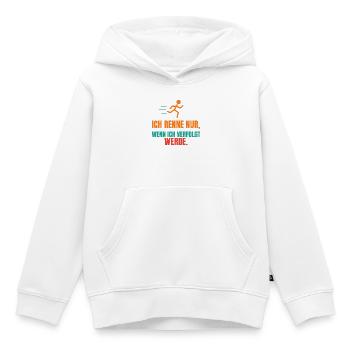 Ich renne nur, wenn ich verfolgt werde - Kinder Premium Organic Hoodie - Weiß - Vorne - AI Model Kid Female (0cm)