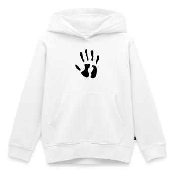 Main - date de naissance - 5 ans - Sweat Premium à capuche enfant bio - blanc - Devant - AI Model Kid Female (0cm)