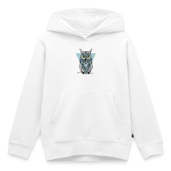 Hibou Triangle Illuminati Yeux d’oiseau Fantaisie gothique - Sweat Premium à capuche enfant bio - blanc - Devant - AI Model Kid Female (0cm)
