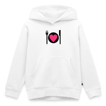 eat - Kids Premium Organic Hoodie - white - Front - AI Model Kid Female (0cm)