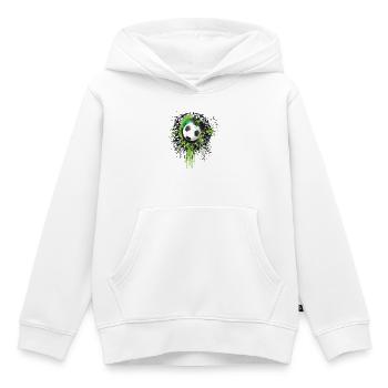 Grüner Graffiti Fußball - Kinder Premium Organic Hoodie - Weiß - Vorne - AI Model Kid Female (0cm)