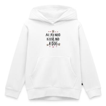 chien - Sweat Premium à capuche enfant bio - blanc - Devant - AI Model Kid Female (0cm)
