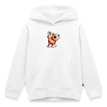 Drôle Chat - Sweat Premium à capuche enfant bio - blanc - Devant - AI Model Kid Female (0cm)