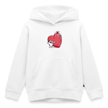 Chats avec un grand coeur rouge - Sweat Premium à capuche enfant bio - blanc - Devant - AI Model Kid Female (0cm)